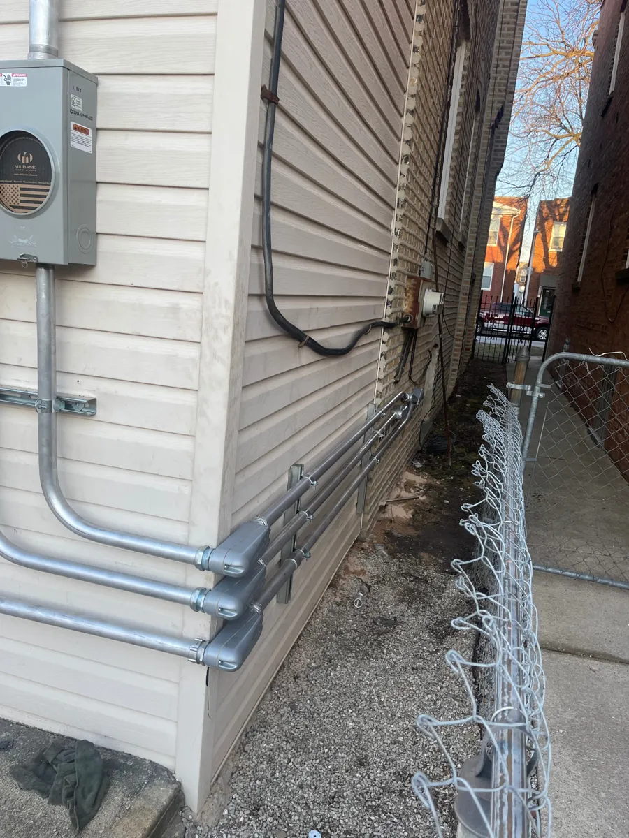 Exterior conduit and electrical service work in Bensenville, IL
