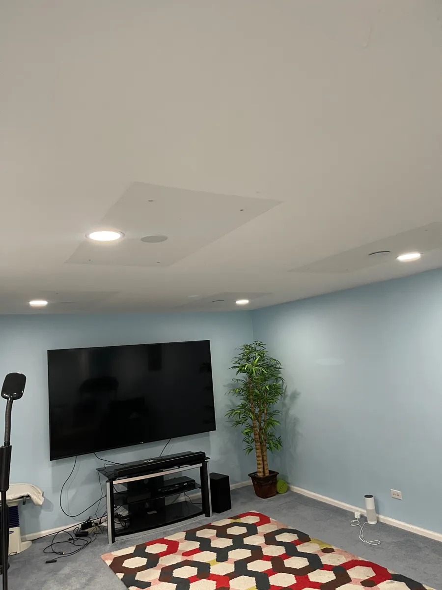 Recessed lighting installation in a living room in Addison, IL